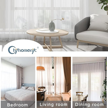 Chyhomenyc White Sheer Curtains 30 inch Length 2 Panels, Light Filtering Voile Rod Pocket Short Window Curtians for Bathroom Living Room Farmhouse Small Windows, 42Wx30L inches