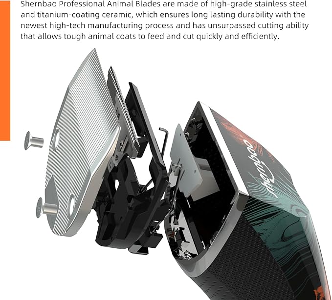 shernbao Professional Animal Grooming Clipper for Thick Heavy Coats, 5-Speed Low Noise Powerful Corded/Cordless 5-in-1 Blade for Small & Large Pet, Dog, Cat, Horse-Mewly Pet