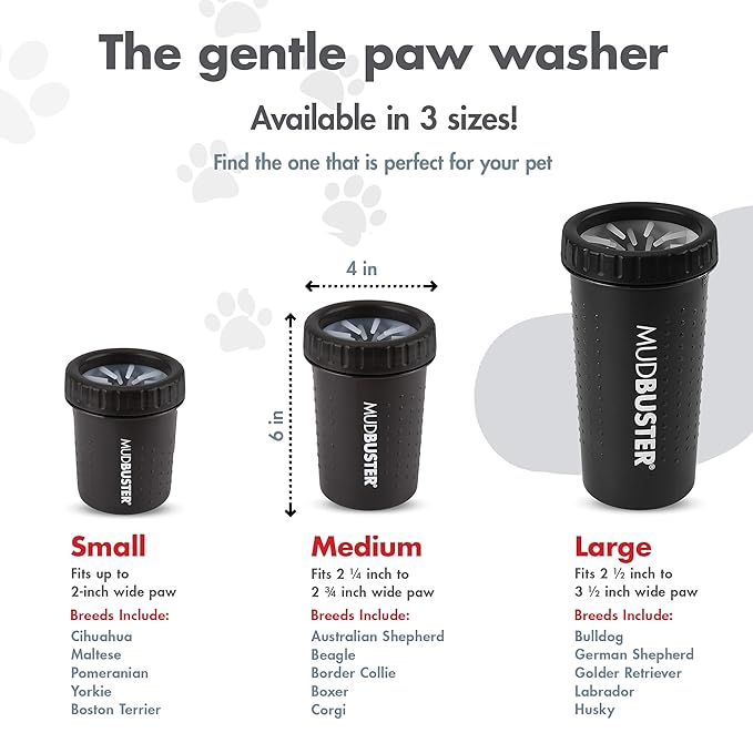 Dexas Medium Dog Paw Cleaner, Matte Black - Premium Quality Pet Supplies and Dog Accessories - Easy to Use and Clean MudBuster for Dogs - Patented Product - BPA Free-Mewly Pet