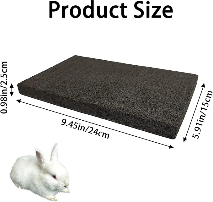 BNOSDM Rabbit Grinding Claw Pads 2 Pack Bunny Scratch Foot Pads Natural Hamster Lava Stone for Teeth Grinding Black Guinea Pig Scratching Board Chew Toy for Ferret Chinchilla Mouse-Mewly Pet