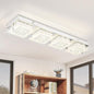 Flush Mount Ceiling Light Crystal Ceiling Light Fixture 24IN Long Rectangle Lighting Fixtures Ceiling Dimmable LED Ceiling Lights for Kitchen, Bathroom, Hallway, Living Room