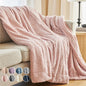 The Connecticut Home Co Bedding Blanket, Twin 80x60, Soft Fluffy Room Decor, Cozy Warm Throws for Bed, Gifts for Women, Bedroom Cute Aesthetic Blankets Faux Fur and Sherpa Dusty Rose