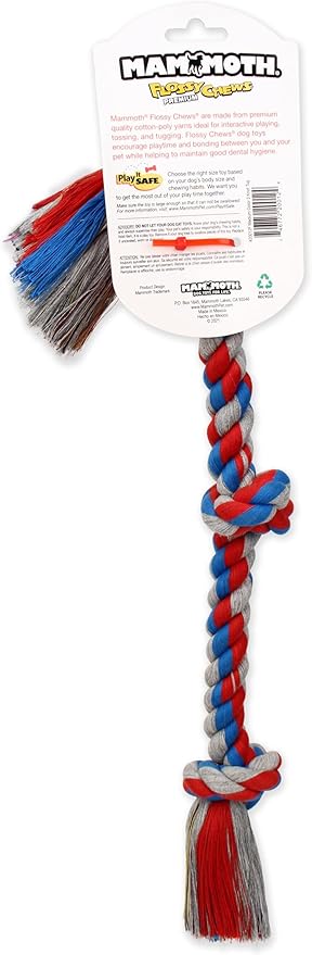 Mammoth Flossy Chews Rope Tug – Premium Cotton-Poly Tug Toy for Dogs – Interactive Rope Toy (Colors May Vary)-Mewly Pet