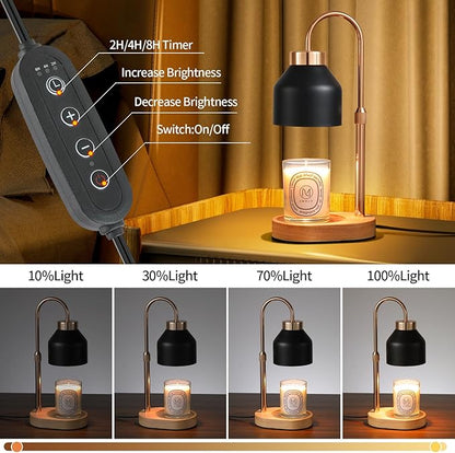 Candle Warmer Lamp with Dimmer and Timer,Home Decor Lamp for Scented Jar,Electric Wax Melt Warmer,Mother's Day/Birthday/Christmas Gifts for Mom/Wife,Adjustable Height,with 2 Bulbs