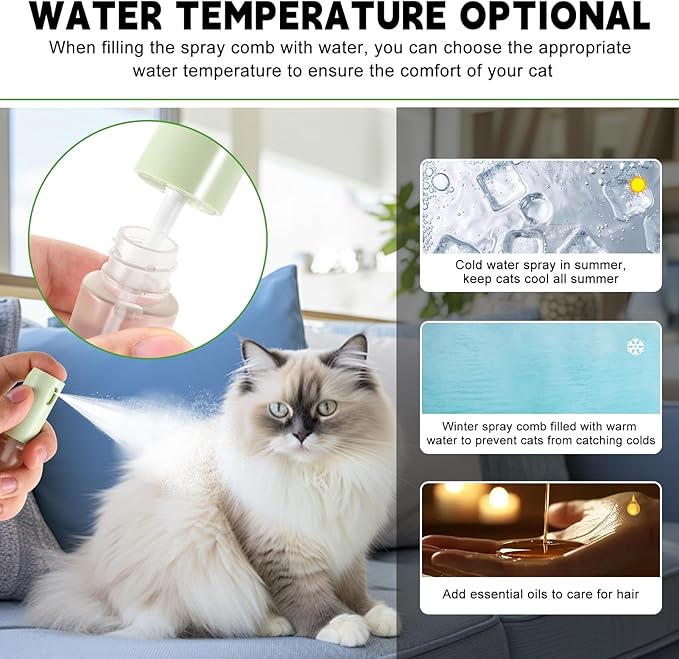 Cat Hair Brush for Shedding, 3-in-1 Pet Spray Hair Removal Comb with Visual Spray & Release Button, Waterproof Dog Grooming Brush for Furry Pet-Mewly Pet