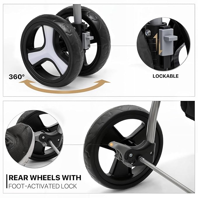 MoNiBloom 3 in 1 Foldable Pet Stroller for Small & Medium Dogs, Detachable Carrier, Car Seat, Push Button Entry, 4-Wheel Jogger for Pets up to 33 lbs, Navy Blue-Mewly Pet