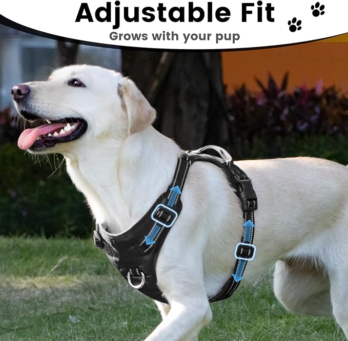 No Pull Dog Harness, Reflective Puppy Vest for Small Medium Large Sized Dog(Black,XL)-Mewly Pet