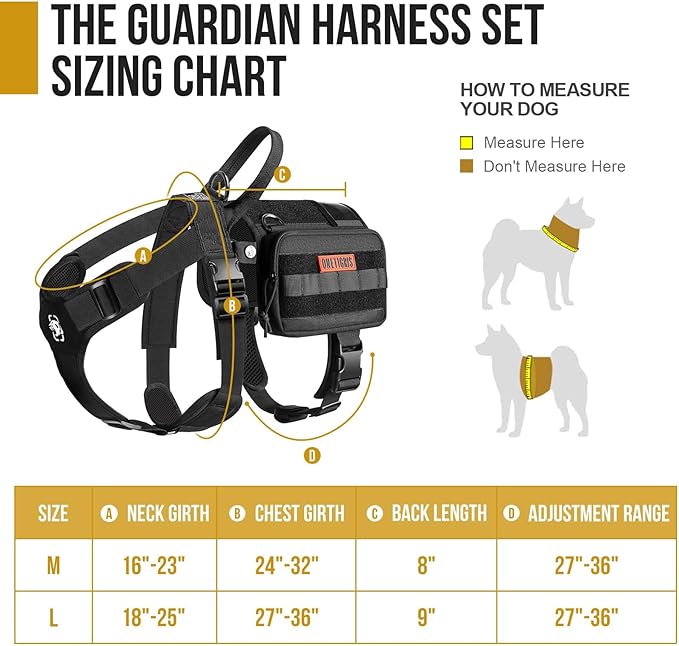 OneTigris Service Dog Vest Harness, Service Dog Cape Guardian Dog Backpack Harness with Pouches Dog Saddle Bag for Small Medium and Large Dogs (Black, Large)-Mewly Pet