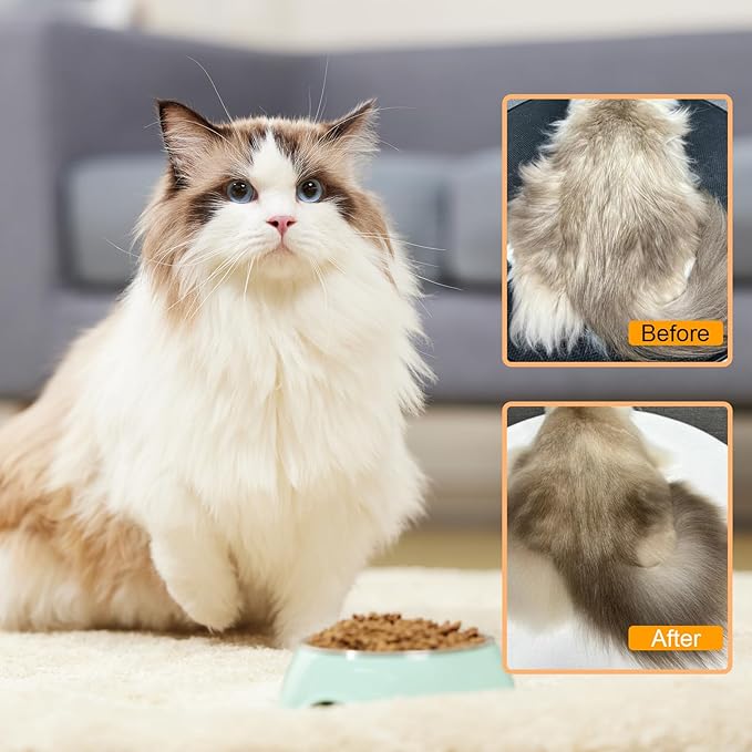 4 in 1 Cat Steam Brush for Shedding，Rechargeable Steam Pet Brush With Rotating Handle for Massaging, Self-Cleaning, and Pet Hair Removal for Long and Short Hair of Cat and Dog （Beige）-Mewly Pet