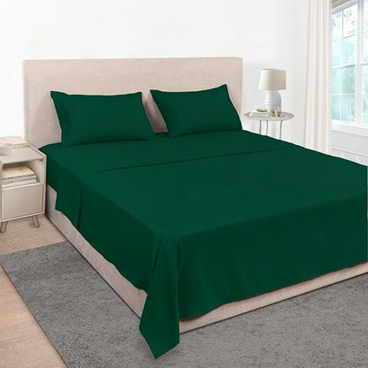Mejoroom Twin Sheet Set - Hotel Collection Twin Sheets - Bedding Sheets & Pillowcases with Deep Pocket Fitted Sheet, Breathable, Wrinkle & Fade Resistant - 3 Piece(Emerald Green)