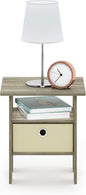 Furinno ANDREY Side Table, End Table, Night Stand with Open Shelves and Storage Bin, Bedside Table, for Living Room, Bedroom, Sonoma Oak