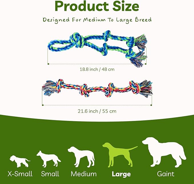 Dog Rope Toy for Large Dogs, 2 Pack Heavy Duty Dog Chew Toys for Aggressive Chewers, Indestructible Dog Toys for Super Chewer, Durable Tug of War Pet Toy for Medium to Large Breed Teeth Cleaning-Mewly Pet