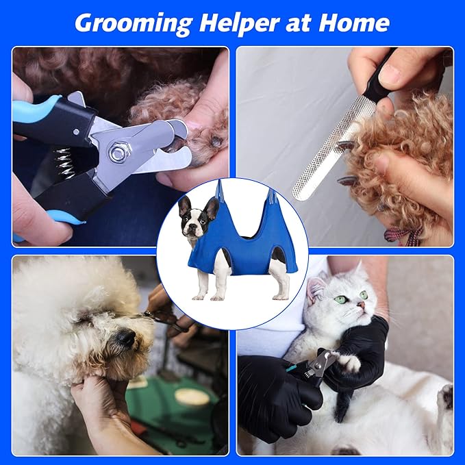 Pet Grooming Hammock for Small Dogs & Cats with Nail Clippers/Nail Trimmers/Grooming Scissors, Dog Grooming Harness for Nail Trimming, Pet Grooming Sling Helper-Mewly Pet