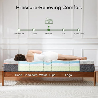 Marsail 6 Inch Twin Size Mattress, Cooling Gel Memory Foam, Fiberglass Free Breathable Cooling Bed Twin Mattress, Medium-Firm in A Box