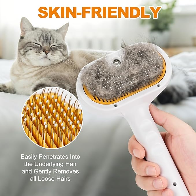 Pet Steam Brush for Cats and Dogs, 4-in-1 Spray Hair Removal Comb, Cat Brush for Shedding and Grooming for Long & Short Haired Pets
