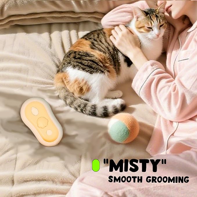 Misty - Moisturizing Pet Comb - Hair Brush with Mist, One-Click Clean, & Stainless Steel Bristles - Anti-Static Deshedding - Smooth Grooming for Cats, Dogs, & Small Pets - No Handle Compact Design-Mewly Pet