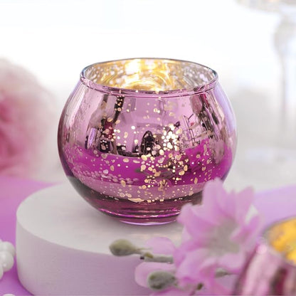 24 Pcs Purple Votive Candle Holders for Wedding Decor, Purple Mercury Glass Candle Holders for Table Centerpieces, Tea Light Holder for Wedding Bridal Shower Party Supplies