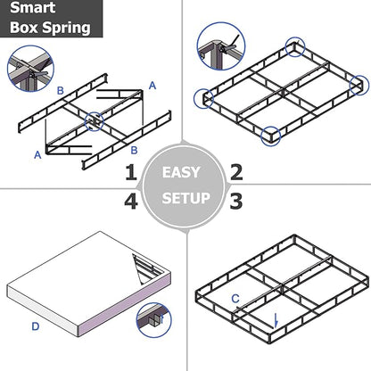 Queen Box Spring 9 Inch High Profile Strong Metal Frame Mattress Foundation, Quiet Noise-Free,Easy Assembly, 3000lbs Max Weight Capacity