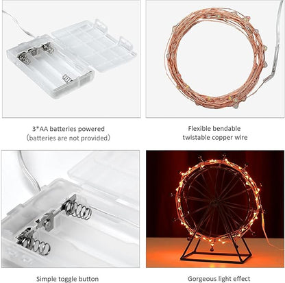Mikasol Fairy Lights Battery Operated, 2 Pack Mini 3*AAA Battery Powered Copper Wire Led Starry String Lights Firefly Lights for Bedroom, Christmas, Parties, Decoration (5m/16ft Orange)