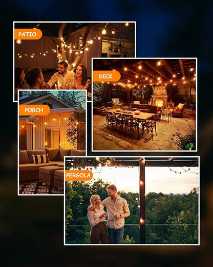 Svater Outdoor String Lights LED 25 FT, Patio Globe Lights with 13 Plastic G40 Bulbs, Waterproof Dimmable Outside Hanging Light for Backyard Bistro Cafe Porch Party Decor, 2700K Warm White