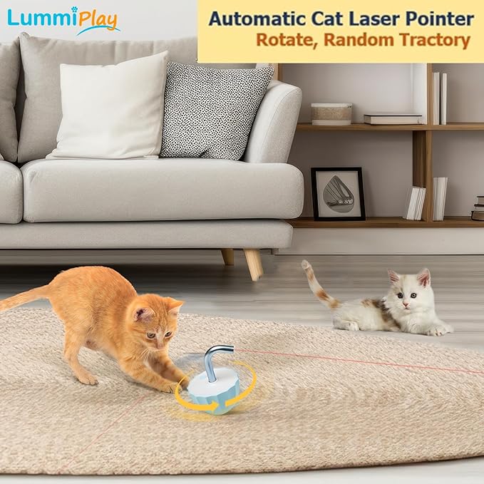 Cat toys for indoor cats Laser pointer, Interactive cat toy for bored Indoor adult Cats, Automatic cat toys laser pointer,Random Trajectory and Tumbler Base, USB rechargeable, laser for cats-Mewly Pet
