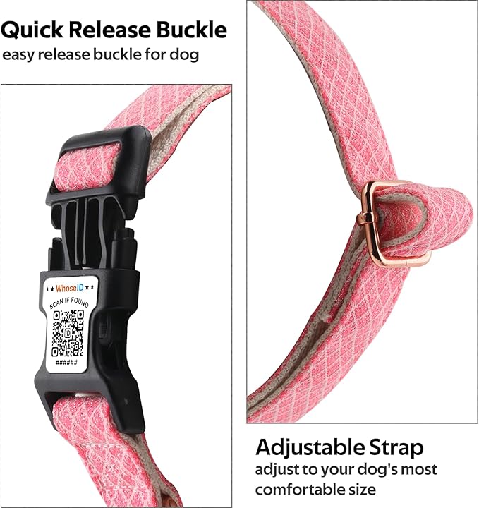 Dog Collar with Waterproof AirTag Holder & Anti-Lost QR Code, Cute Bling Warpping Adjustable Width for Small Medium Large Pet (Red, L)-Mewly Pet