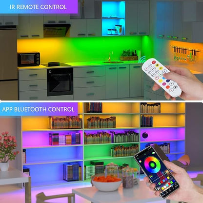 Battery Powered LED Strip Lights 20 inch x 4 Pack, Wireless LED Strip Lights for Bedroom Color Changing APP Remote, Led Lights for TV, Kitchen Under Cabinet Lighting, Shelves, Under Counter, Closet