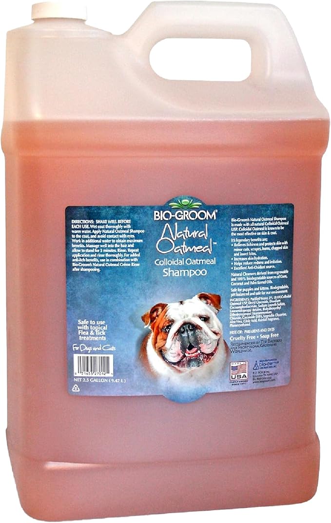 Bio-Groom Oatmeal Dog Shampoo-for Allergies and Itching, Cruelty-Free, Dog Bathing Supplies, Puppy Shampoo for Sensitive Skin, Made in USA, Anti-Itch Dog Products-2.5 Gallons-Mewly Pet