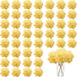 100PCS Artificial Hydrangea Flowers, Fake Flowers Silk Hydrangea Full Flowers Heads with Stems for Wedding Home Party Shop Baby Shower Decor (Yellow Champagne)