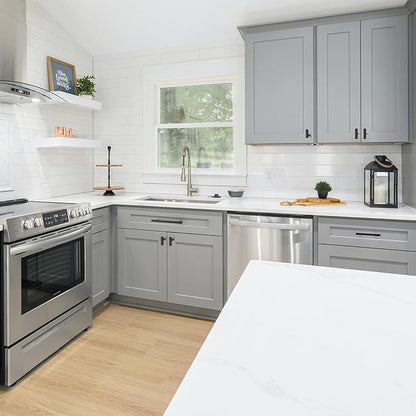 JOY DECOR 30 Pack Single Hole Matte Black Square Cabinet Handles Stainless Steel Cabinet Hardware Pulls for Kitchen and Drawers with 2 Inch Overall Length