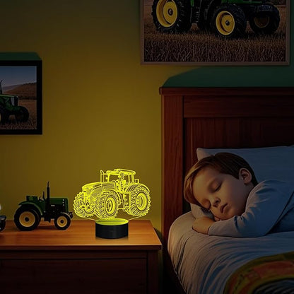 Attivolife Tractor 3D Illusion Night Lamp, 16 Color Changing Dimmable Hologram Lighting, Timer Toy USB Charge Table Desk Bedroom Decoration Creative Gift for Kid Boy with Remote Control