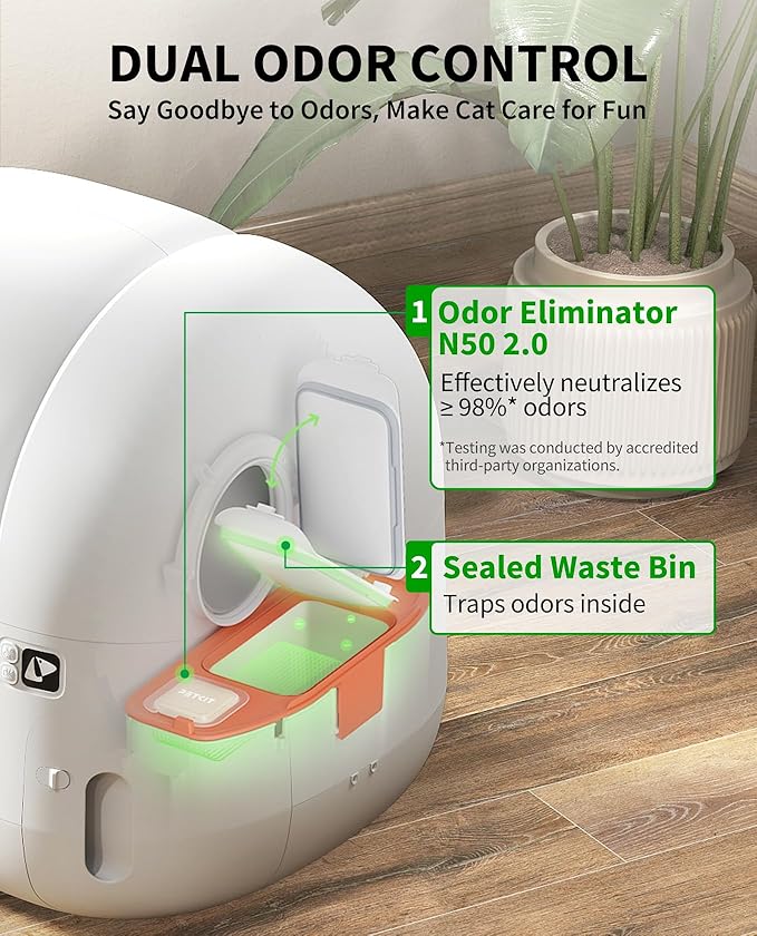 PETKIT PuraMax 2 Automatic Self-Cleaning Cat Litter Box, App Control Scoop-Free Litter Box with Safety Sensors, Odor Free & Anti-Leakage Basic Bundle Includes Trash Bags,2.4G WiFi & Low Entrance-Mewly Pet