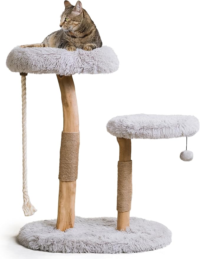 MAU Modern Cat Tower - Wooden Cat Scratching Tree & Condo - Luxury Collection - Cat Lovers Gift-Mewly Pet