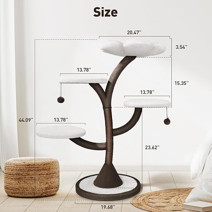 Multi-Level Modern Cat Tree, All-in-One Cat Tower with Scratching Post, Flower Cat Tree Houses for Indoor Cats-Mewly Pet