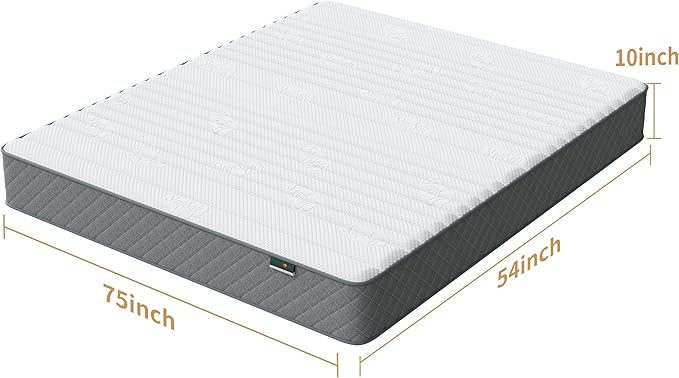 PurrJoys Mattress Double Mattress, 10 Inch Hybrid Memory Foam Firm Full Size Mattres with Hybrid Full Bed Matress in a Box Pressure Relief & Supportive Full Size Mattresses