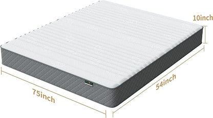 PurrJoys Mattress Double Mattress, 10 Inch Hybrid Memory Foam Firm Full Size Mattres with Hybrid Full Bed Matress in a Box Pressure Relief & Supportive Full Size Mattresses