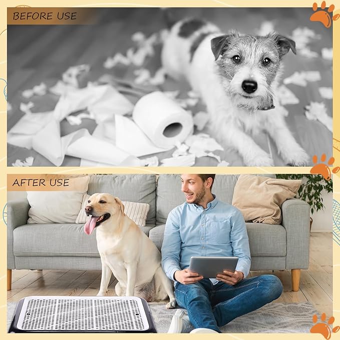 Mifoci 2 Pcs Dog Pee Pad Holder Potty Tray Portable Dog Litter Box Toilet Training for Indoor Outdoor Small Medium Large Pet Puppy(25.6 x 18.9 Inch)-Mewly Pet