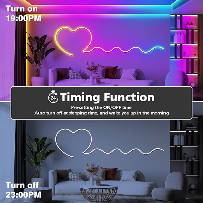 LETIANPAI 32.8Ft Neon Rope Lights,Flexible Led Rope Lights Control with App/Remote,Multiple Modes Rope Lights,IP65 Outdoor RGB Led Neon Lights Waterproof,Music Sync Gaming Led Light Strip (32.8FT)