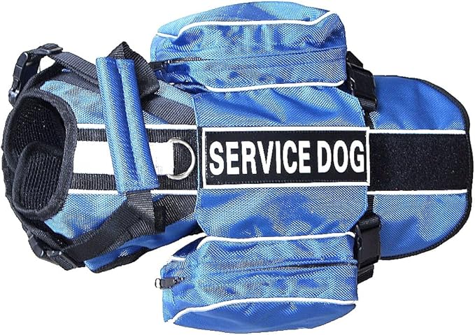 Serijoars Dog Vest Harnesses with Saddlebag Backpack for Camping & Travel - Reflective Hound Hiking Backpack Saddle Bag - Lightweight Vest Harness for Medium & Large Dogs (Blue, M)-Mewly Pet