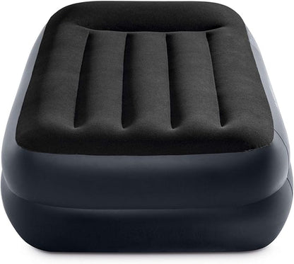 Intex Raised Airbed Mattress with Built-in Pump, Dura-Beam Plus Pillow, Twin - Portable Inflatable Luxury Blow-Up Bed for Adults, Camping, Guests