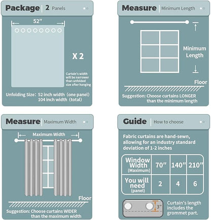 BGment Blackout Curtains for Bedroom - Grommet Thermal Insulated Room Darkening Curtains for Living Room, Set of 2 Panels (52 x 63 Inch, Grey)