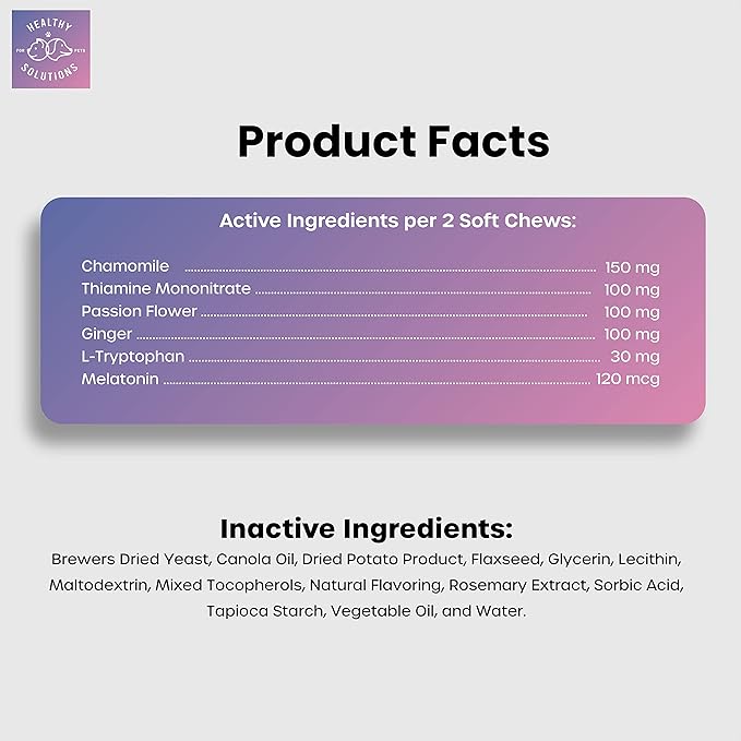 Calming Chews for Dogs - Dog Calming Treats for Anxiety & Stress Relief with Melatonin and Ginger - Aid with Storms, Grooming, Fireworks, Separation, Travel, Motion Sickness, & Sleep - 60 Soft Chews-Mewly Pet