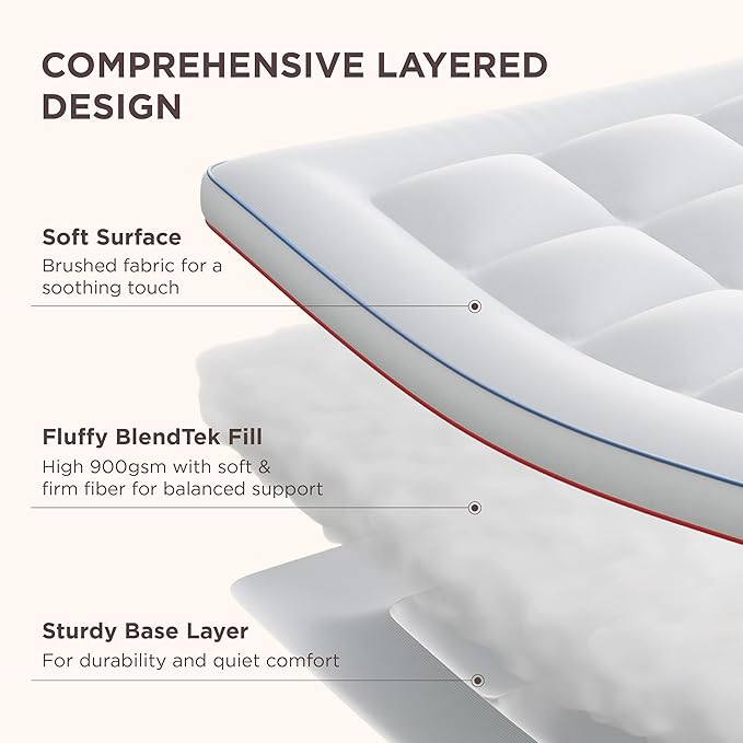 Bedsure Full Size Mattress Topper - Pillow Top Mattress Pad Cover with Deep Pocket Fits up to 21 Inches, Plush Soft Bed Topper for Back Pain Relief, Overfilled with Down Alternative Filling, White