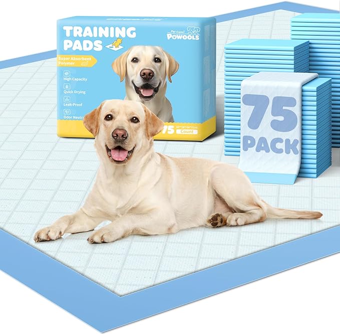 75-Pack XX-Large Puppy Pads - 38" x 28" Pee Pads for Dogs Potty Training with Leak-Proof Quick-Dry Design, 6-Layer Wee Wee Pads for Dogs, Blue-Mewly Pet