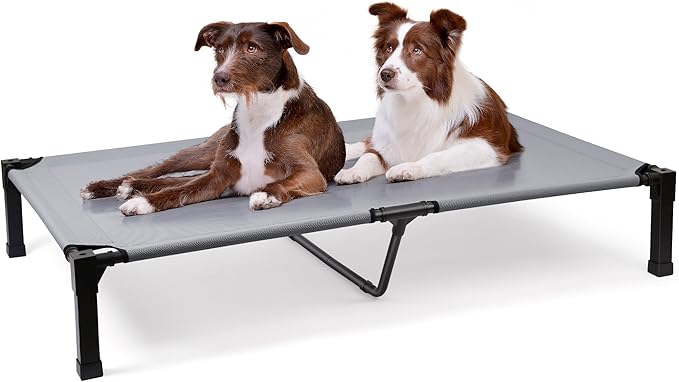 Heeyoo Elevated Dog Bed, Cooling Raised Pet Cot with Chew Proof Washable Breathable Mesh and Metal Frame, Portable Dog Cot Bed with No-Slip Feet for Outdoor or Indoor Use-Mewly Pet