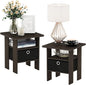 Furinno Andrey Set of 2 End Table / Side Table / Night Stand / Bedside Table with Bin Drawer, Dark Brown/Black