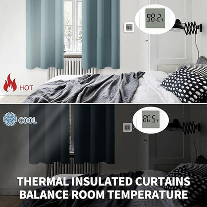 BGment Room Darkening Curtains 45 Inches Long - Grommet Thermal Insulated Drapes Window Treatment Curtains for Bedroom, 2 Panels, 52 x 45 Inch, Stone Blue