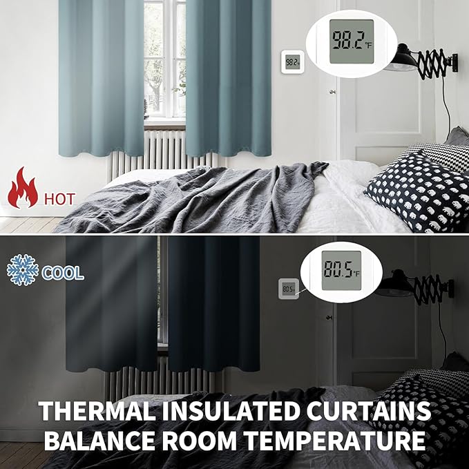 BGment Room Darkening Curtains 54 Inches Long - Grommet Thermal Insulated Drapes Window Treatment Curtains for Bedroom, 2 Panels, 52 x 54 Inch, Stone Blue