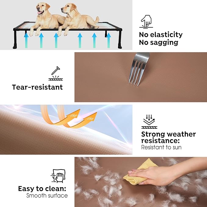 Veehoo Chew-Proof Elevated Dog Bed, Durable Training Platform for Large Dogs, Indoor/Outdoor Raised Pet Cot, Brown, 41x27inches, Model CWC2420CP-Mewly Pet