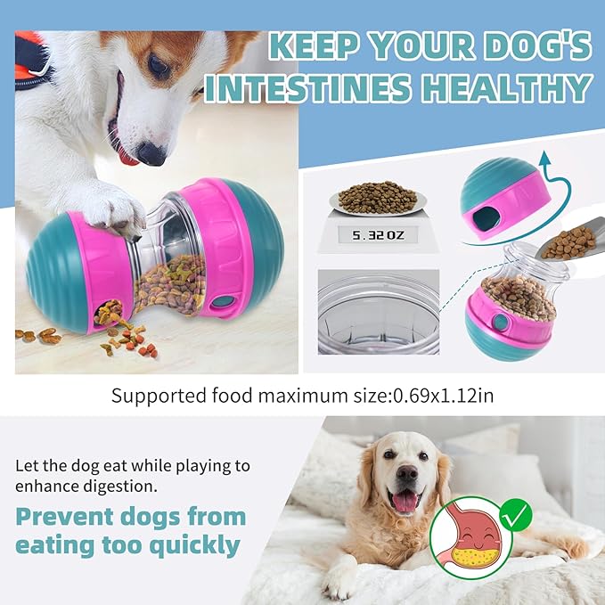 Interactive Dog Toys to Keep Them Busy, Puppy Puzzle Adjustable Food Dispenser Slow Feeder, Enrichment Treat Dispensing Toy Ball for Large/Medium/Small Breed Dogs Pet Gift, Purple-Mewly Pet